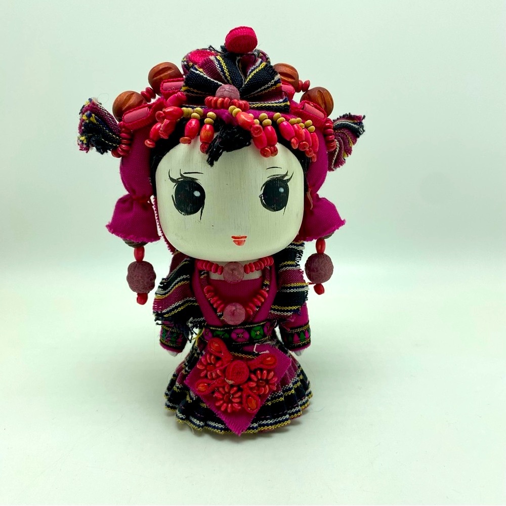 Yunnan Japanese Handcrafted Signed Handcrafted Wooden Color Doll